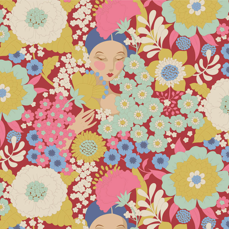 Wallflower by Tilda: Wallflower Burgundy